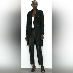 SOLD Zara Tweed Military Coat Double Breasted RUNWAY Small